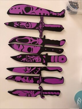 Purple Decorative 3D printed horror character Knife Set